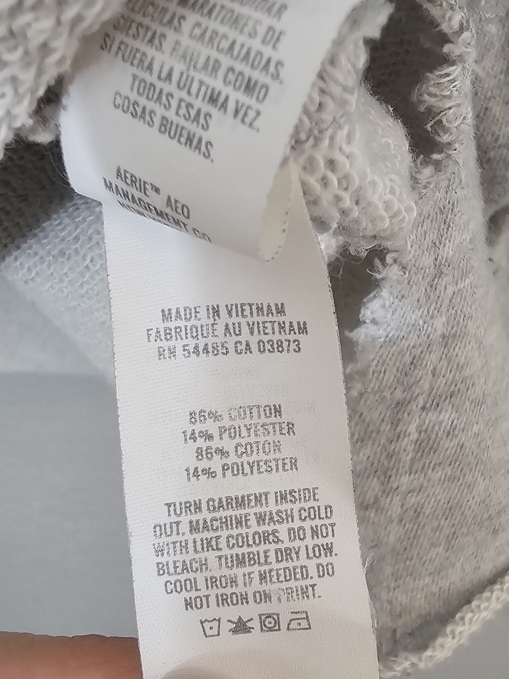 aerie Light Grey V-Neck Sweatshirt w/ 'Good Energy' Graphic Womens XS Oversized - Picture 7 of 11